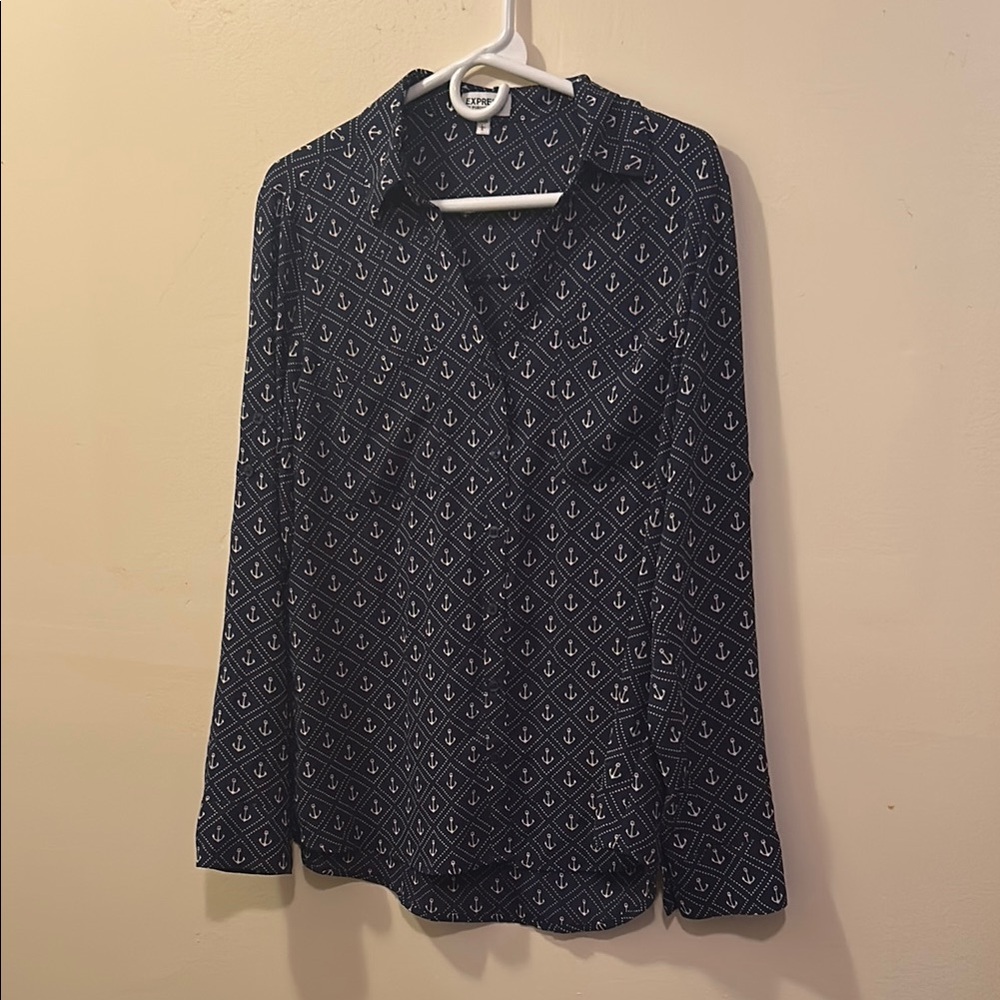 Express Navy Anchor Print Shirt
